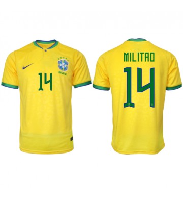Brazylia Eder Militao #14 Koszulka Podstawowych MŚ 2022 Krótki Rękaw